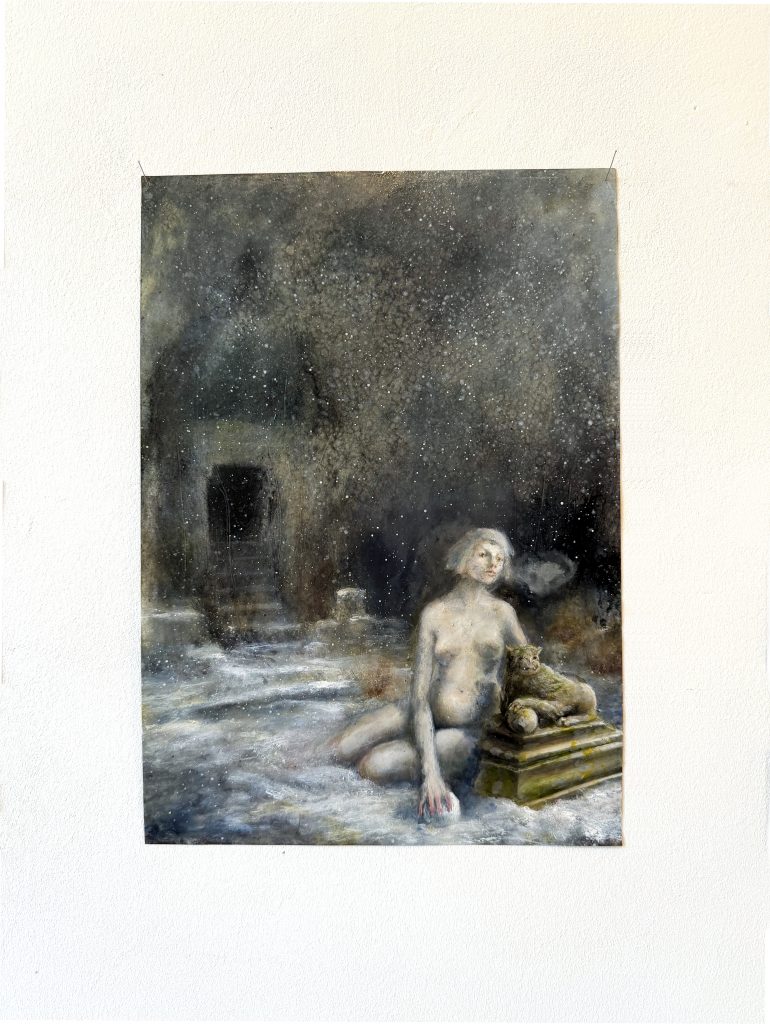 Andrea Lehmann, Gespaltene Sphinx, 2024.
Ausgestellt in der Villa Goecke 2026.